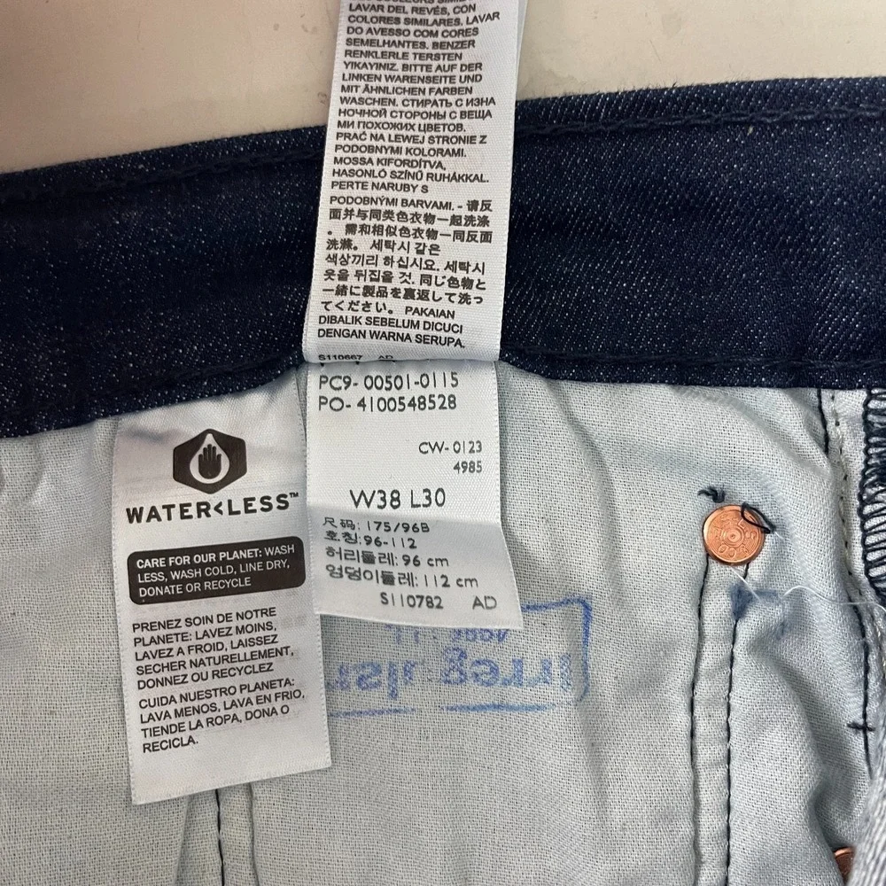 Levis 501 Jeans Mens 38x30 Blue Original Button Fly Dark Wash Grunge Cowboy 90s